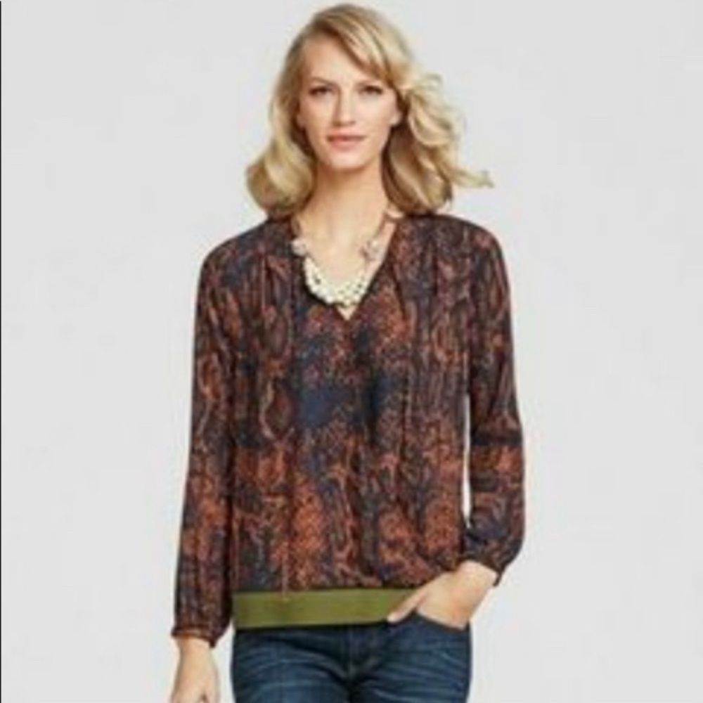 Cabi 101 Python Print Border Wrap Blouse, Medium - image 3